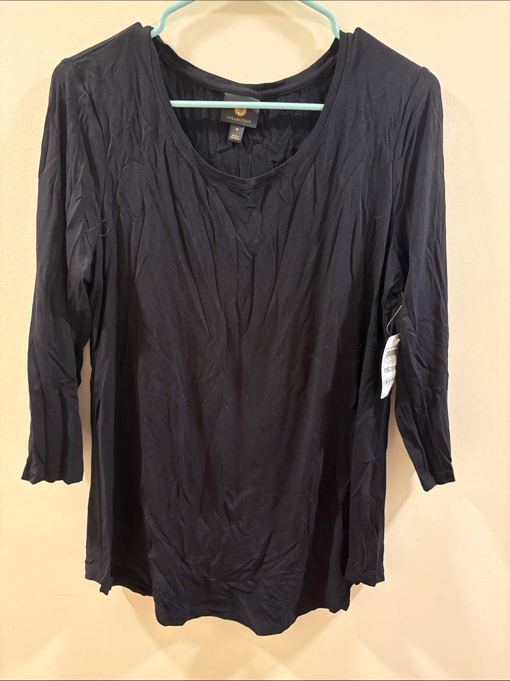 Collection B Black Long Sleeve Scoop Neck Top